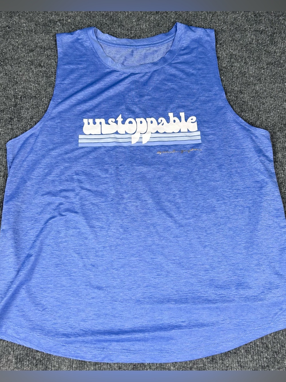 Spiritual Gangster Peleton UNSTOPPABLE Athletic Muscle Tank Periwinkle Large